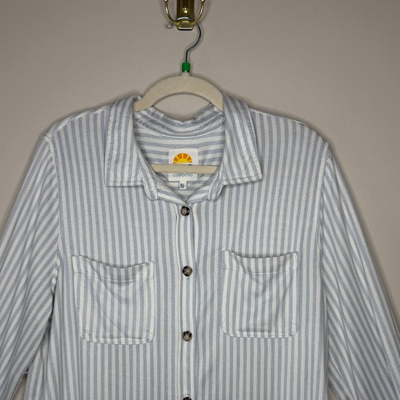 C&C California Blue and White Striped Button Down Shirt - Picture 2 of 8